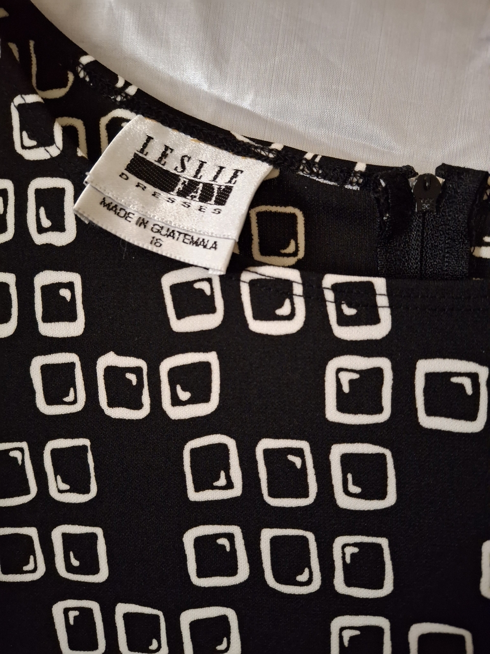 Leslie Fay Black & White Geometric Print Dress